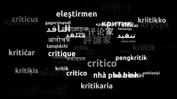 Critic Translated in 56 Worldwide Languages Endless Looping 3d Zooming Wordcloud Mask - Footage, Video