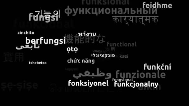Funkční překlad v 43 světových jazycích Nekonečná smyčka 3D přiblížení Wordcloud maska - Záběry, video