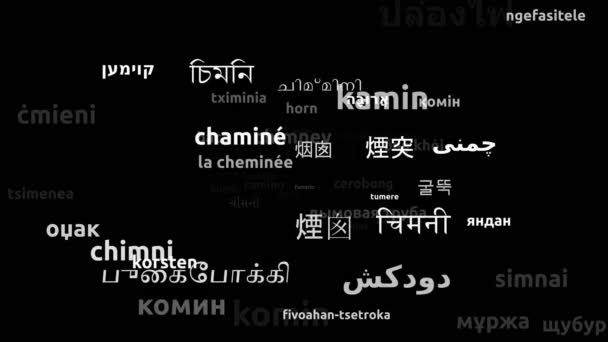 Chaminé Traduzido em 55 Idiomas Mundiais Endless Looping 3D Zooming Wordcloud Mask - Filmagem, Vídeo