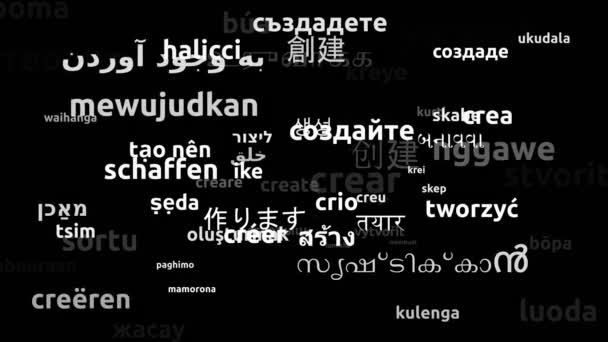 Créer traduit en 66 langues dans le monde entier Boucle sans fin 3d zoom masque Wordcloud - Séquence, vidéo