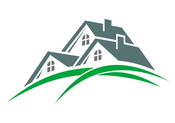 Houses in a green eco environment - Vector, Image