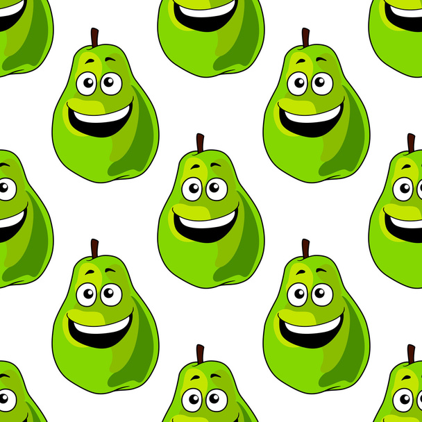 Seamless pattern of happy green pears - Vettoriali, immagini