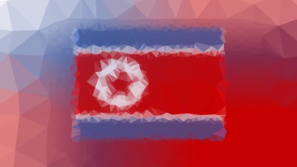 Koreańska Republika Ludowo-Demokratyczna Flaga ISO: KP rozpuszczające dziwne pętlowe animowane wielokąty - Materiał filmowy, wideo