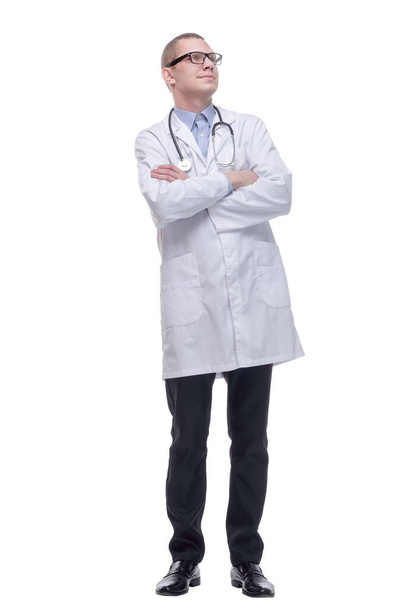 Portrait of smiling doctor isolated on white background - Zdjęcie, obraz