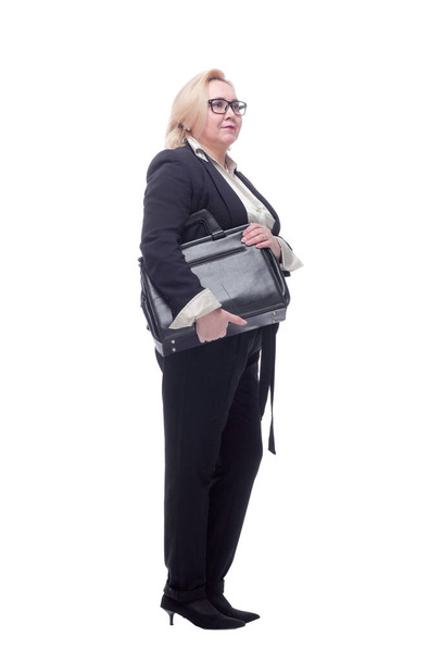 Immagine completa di donna d'affari fiduciosa con una valigetta in mano - Foto, immagini