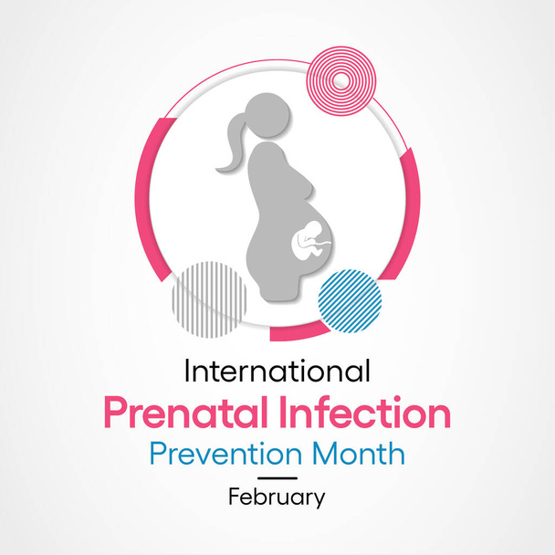 Illustrazione vettoriale sul tema del mese internazionale di prevenzione delle infezioni prenatali osservato ogni anno nel mese di febbraio in tutto il mondo. - Vettoriali, immagini