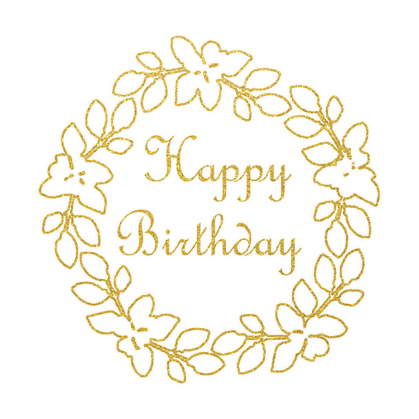 Gold glitter Happy Birthday text - Photo, Image