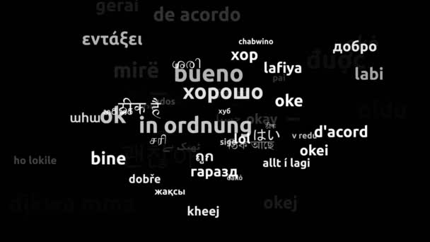 Ok Traduit en 65 langues dans le monde entier Boucle sans fin 3d zoom masque Wordcloud - Séquence, vidéo