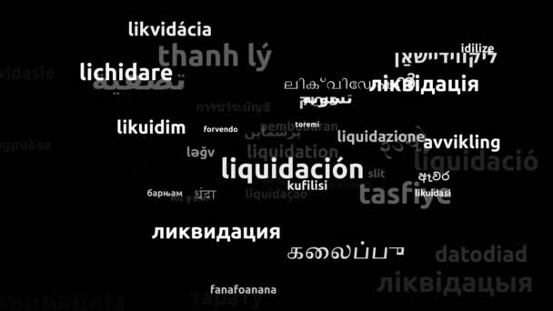 Liquidation Translated in 51 Worldwide Languages Endless Looping 3d Zooming Wordcloud Mask - Footage, Video