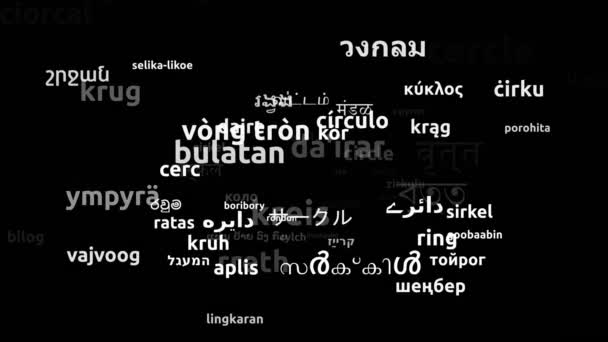Circle Przetłumacz komentarz Przetłumaczone na 70 światowych języków Endless Looping 3d Zooming Wordcloud Mask - Materiał filmowy, wideo