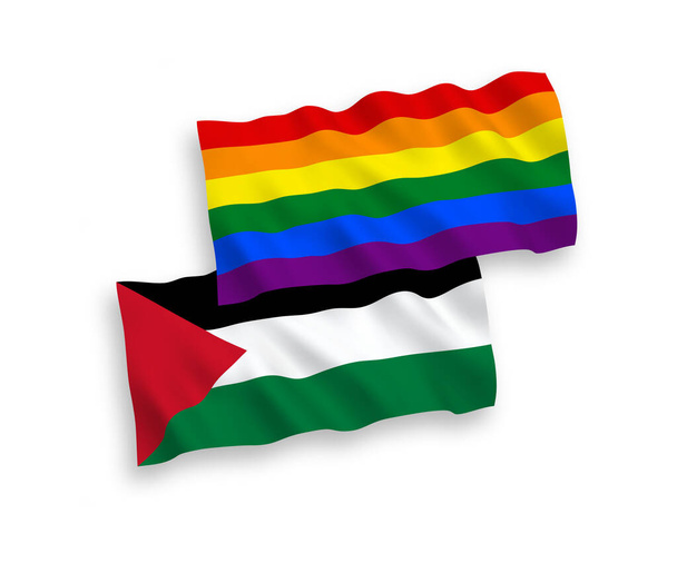 Drapeaux de Rainbow gay pride et la Palestine sur un fond blanc - Vecteur, image