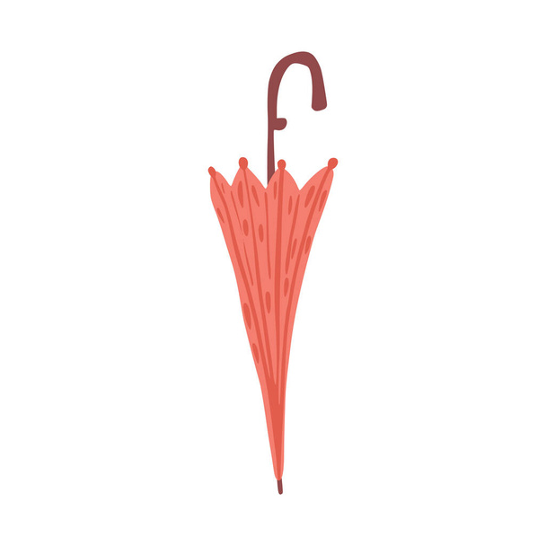 Skládaný deštník izolovaný na bílém pozadí. Ruční kreslení symbolu ochrany karikatury. Doodle vektorová ilustrace. - Vektor, obrázek
