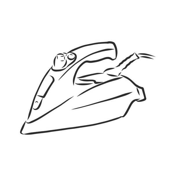 electric iron cartoon vector and illustration, black and white, hand drawn, sketch style, isolated on white background. - Vector, Image