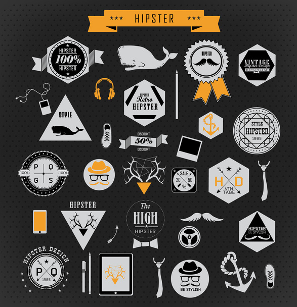Hipster style elements and icons - ベクター画像