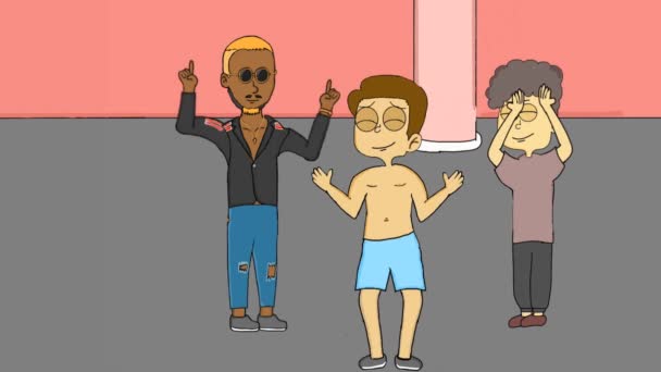 анімаційне відео групи людей, які танцюють в барі
 - Кадри, відео