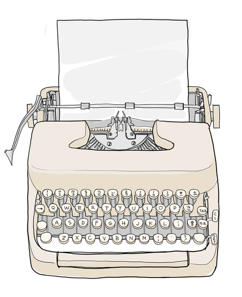 Crema máquina de escribir vintage
 - Foto, Imagen