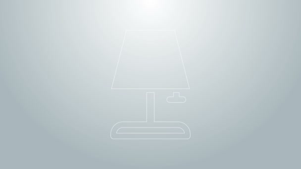 Blue line Table lamp icon isolated on grey background. 4K Video motion graphic animation - Footage, Video
