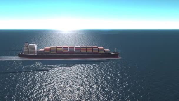 Frachtschiff mit Containern im Ozean-Luftbild, Frachtschiffexport und -import-Konzept, Containerschiff transportiert Fracht über den Ozean. Transport. Lieferung. Logistik. - Filmmaterial, Video
