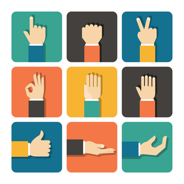 Hands Icons Set - Vector, Image