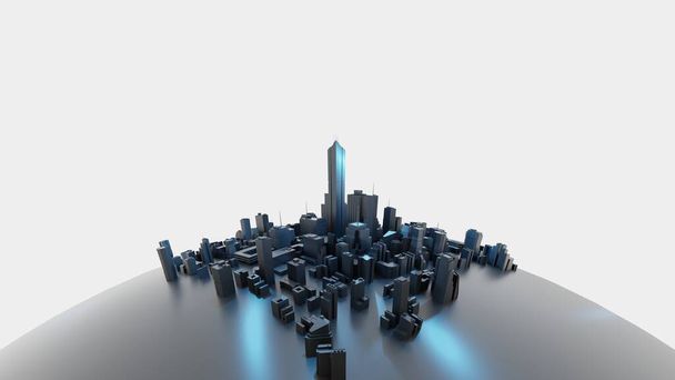 Futuristic city on a tiny world. Abstract concept digital render. - Photo, Image