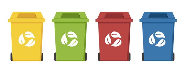διαφορετικό χρώμα κάδων ανακύκλωσης - Διάνυσμα, εικόνα