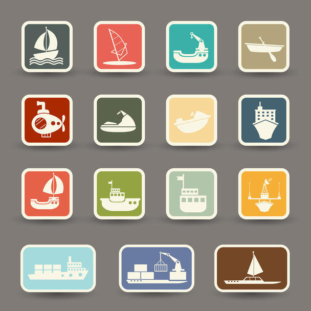 icone di barche e navi - Διάνυσμα, εικόνα