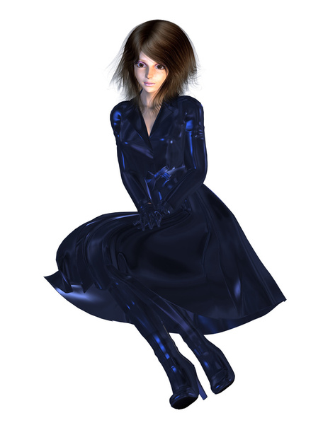 3d menina em azul escuro casaco
 - Foto, Imagem