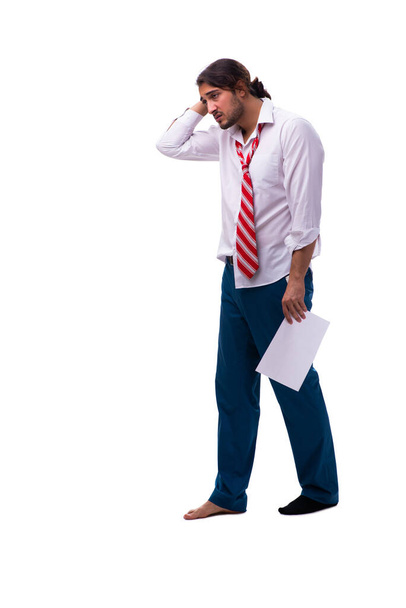 Молодой человек с бумагой в концепции безработицы - Фото, изображение