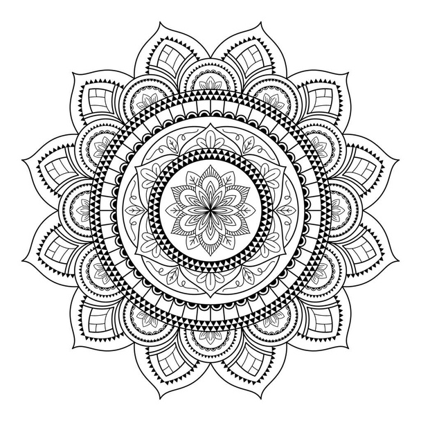 Mandala isolato sullo sfondo bianco. Modello per colorare la pagina del libro. Modello mistico orientale - Vettoriali, immagini