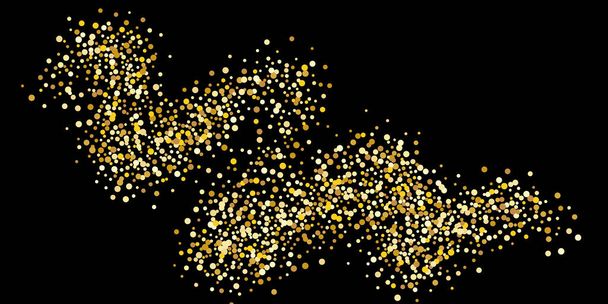 Gouden stip confetti. Luxe feestelijke achtergrond. Abstracte textuur van gouden korrel glinstert op een zwarte achtergrond. Ontwerpelement. Vectorillustratie, EPS 10. - Vector, afbeelding