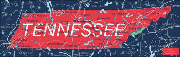 Nashville State detaillierte editierbare Karte - Vektor, Bild