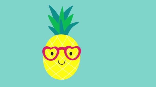 Vidéo d'animation 4k Hello Summer. Ananas drôle. - Séquence, vidéo