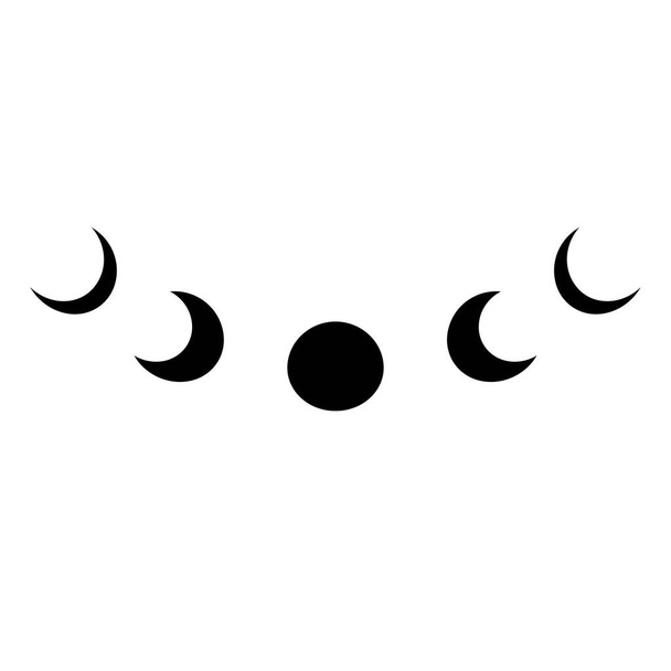 Logotipo da fase da lua negra. Símbolo de astronomia simples ícone isolado. fase lunar elemento gráfico. Ciclo lunar. Lua cheia, meia lua crescente. Ilustração vetorial. - Vetor, Imagem