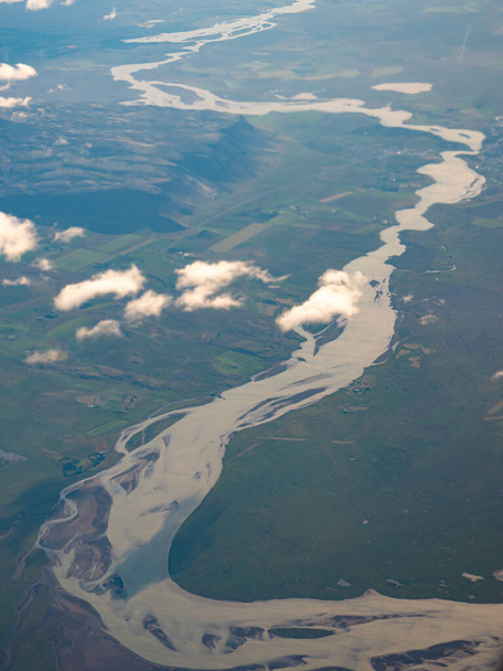 Ισλανδικό τοπίο αεροφωτογραφίες που λαμβάνονται από τουριστικό αεροπλάνο. - Φωτογραφία, εικόνα
