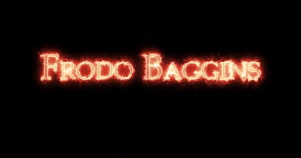 Frodo Baggins written with fire. Loop - Footage, Video