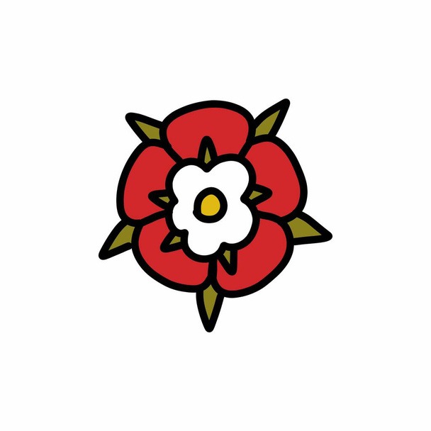 Tudor rose, traditional floral heraldic emblem of England, vector illustration - Vector, Image
