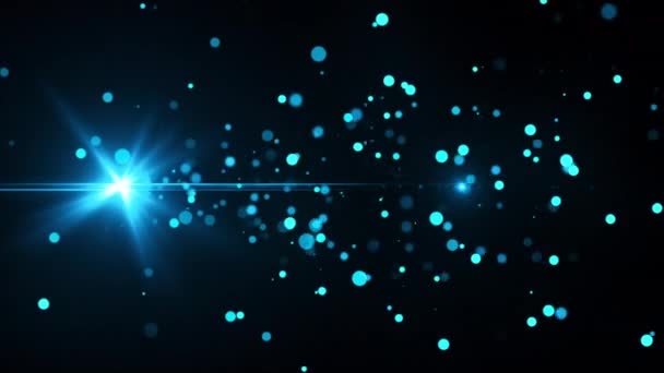 レンズフレア、光線、多くの粒子を持つ抽象的な背景。コンピュータによる3Dレンダリング - 映像、動画