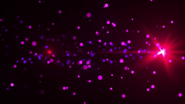 Abstrakter Hintergrund mit Linsenraketen, Strahlen und vielen Teilchen. Computergeneriertes 3D-Rendering - Filmmaterial, Video