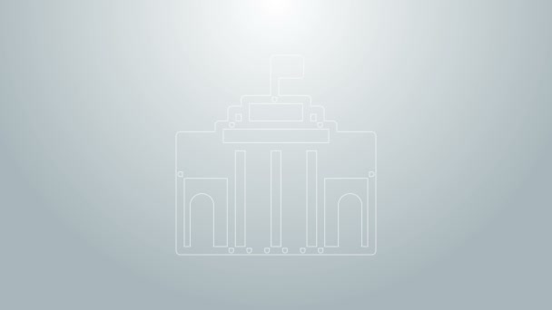 Icono del Museo del Prado de línea azul aislado sobre fondo gris. Madrid, España. Animación gráfica de vídeo 4K - Imágenes, Vídeo