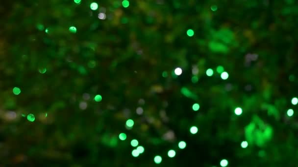 Guirnaldas brillantes en árboles verdes - Metraje, vídeo