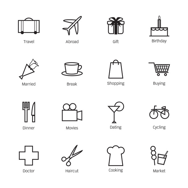 Daily life icons. Vector illustration - Vector, Image