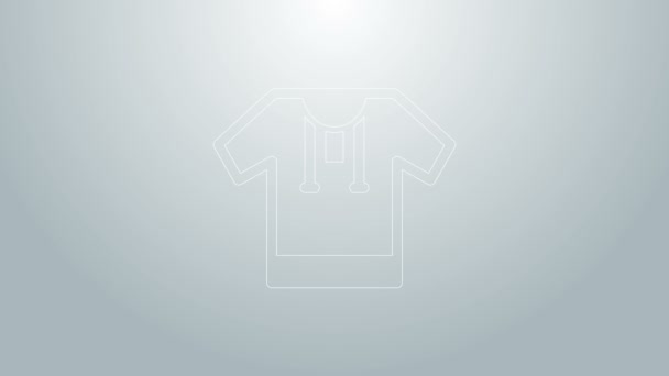 Linea blu Icona della camicia ricamata isolata su sfondo grigio. Abbigliamento nazionale ucraino. Animazione grafica 4K Video motion - Filmati, video