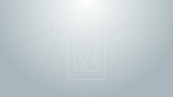 Ligne bleue icône T-shirt isolé sur fond gris. Animation graphique de mouvement vidéo 4K - Séquence, vidéo