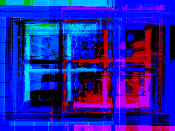 Photo abstraite de l'image volumétrique de la fenêtre d'une vieille maison - Photo, image