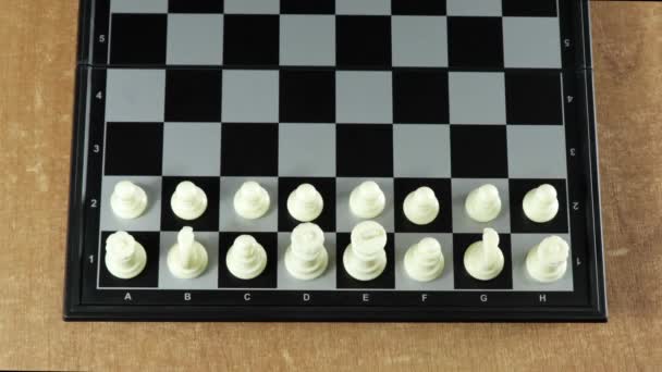 Un jeu d'échecs. La main d'une femme déplace une pièce d'échecs sur un plateau noir. - Séquence, vidéo