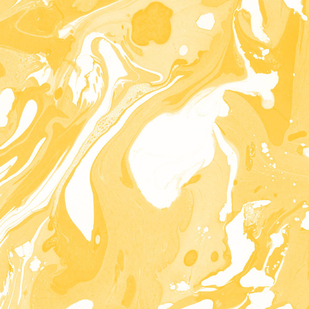 yellow marble background with paint splashes texture - Foto, afbeelding