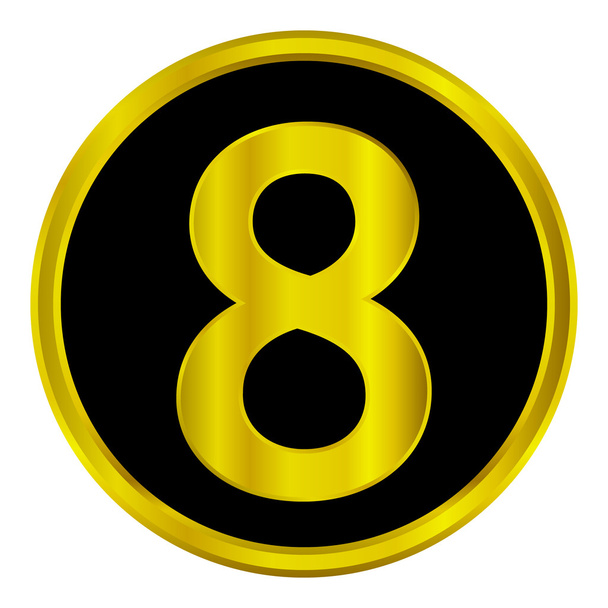 Gold number eight button - Vetor, Imagem