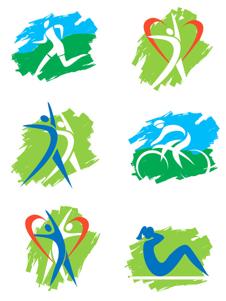 Fitness and outdoor sports icons - Vector, Image