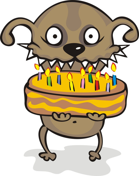 Dog with a pie without any background - Vector, Image