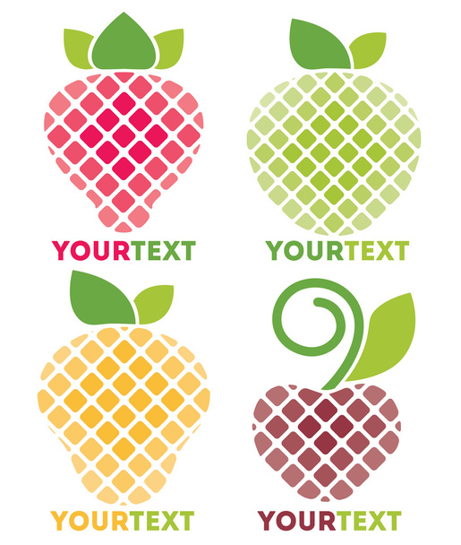 fresh stylized fruits and berries - Vettoriali, immagini